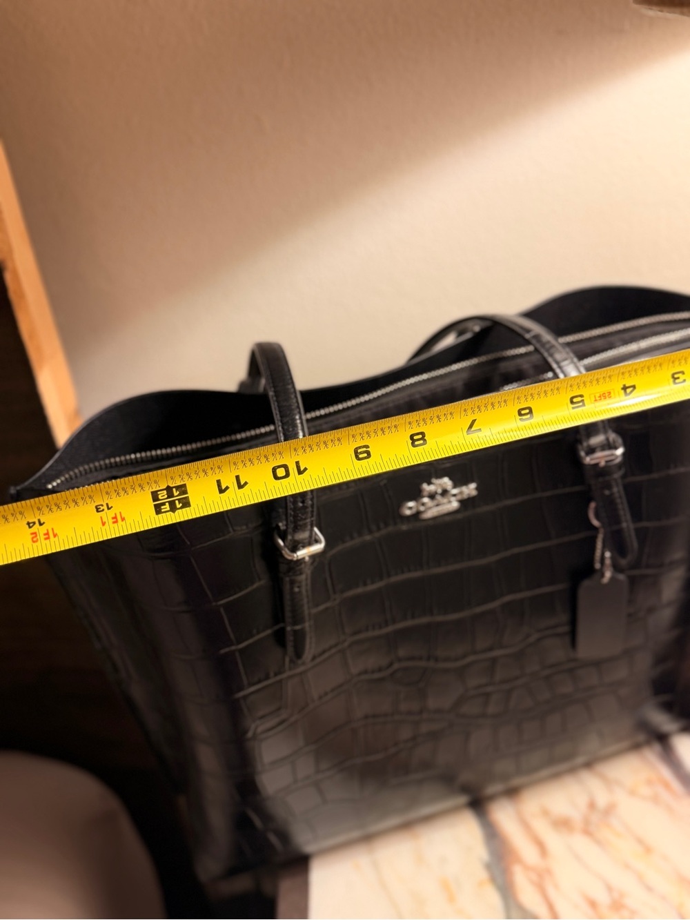 Coach Black Textured Leather Patch Tote - Picture 8 of 10